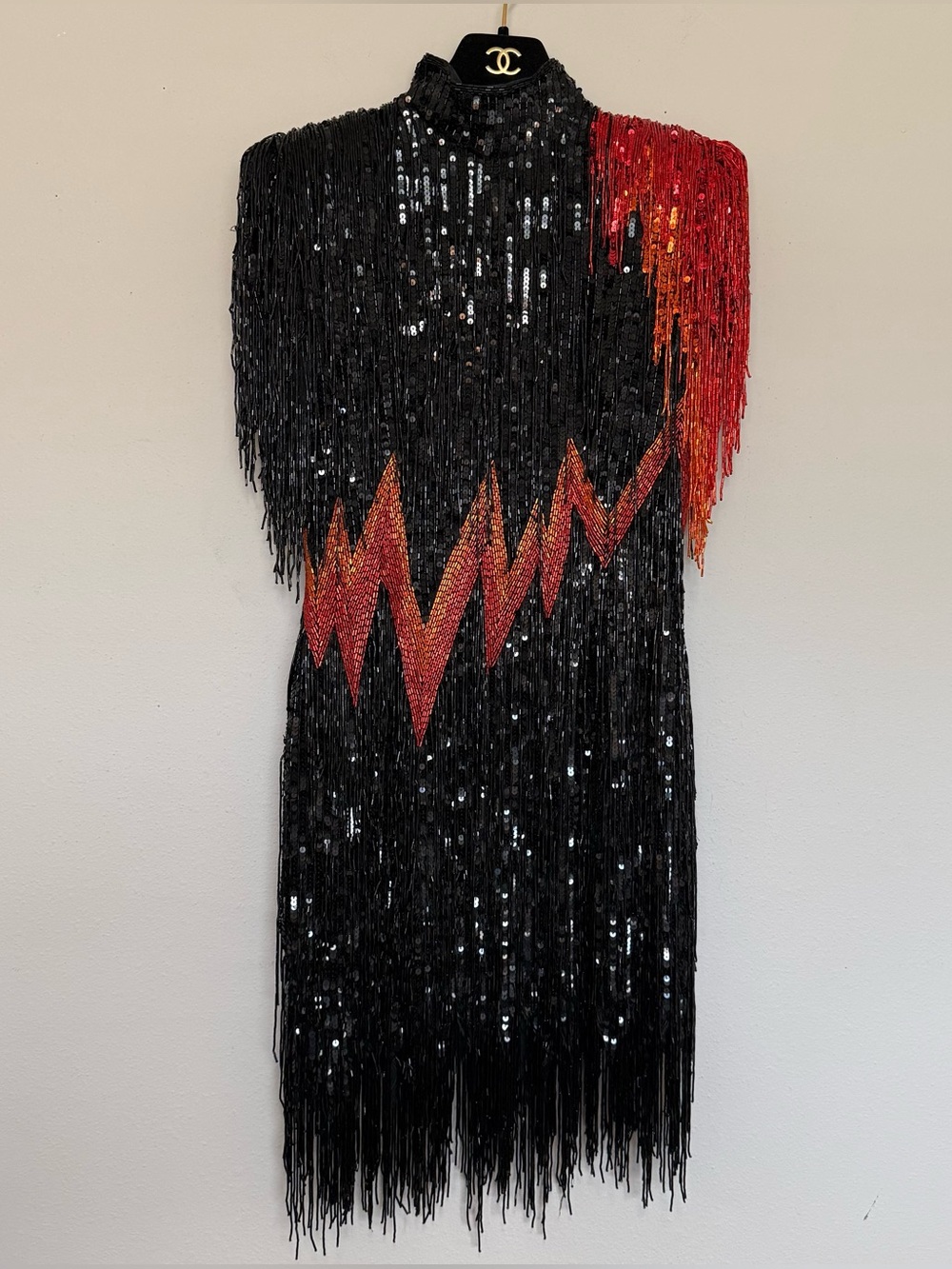 Ultra Rare Bob Mackie Boutique Heavily Beaded Sequin Archived “Flame” Dress